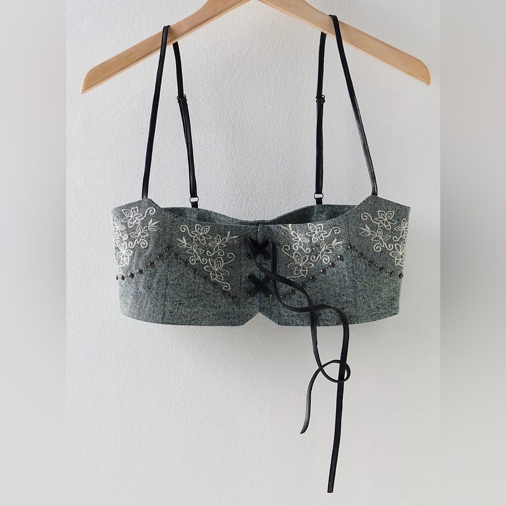 Free People NWOT Blue Jeans Embellished Harness